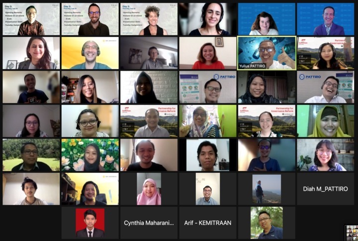 A screenshot of Zoom meeting of the inception workshop of  of the Think Climate Initiative (TCI), a coalition to foster climate change mitigation and adaptation in Indonesia.